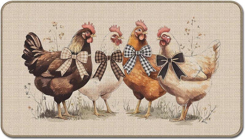 GTYNU Chicken and Farm Animal Home Decor Doormat 17 x 30，Chicken Coop Doormat Decor - Image 1